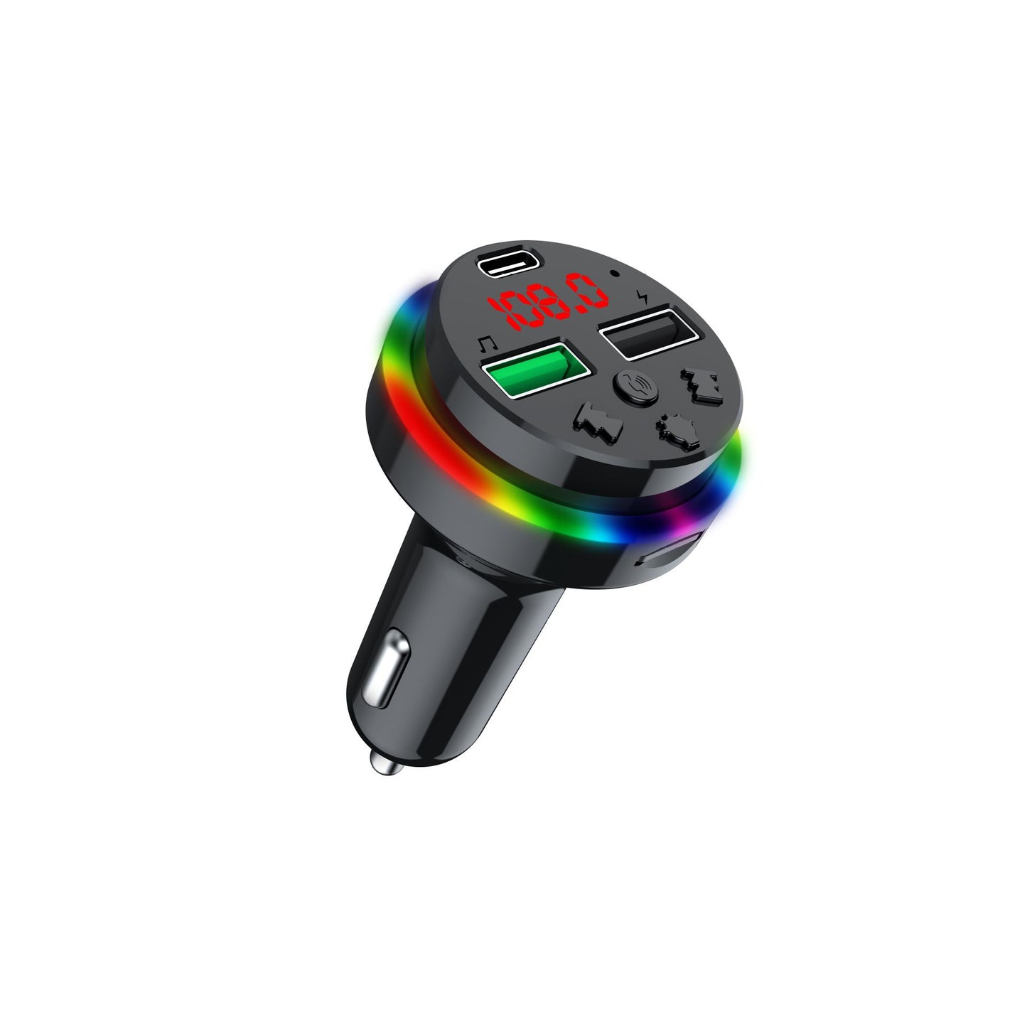 Car Bluetooth receiver U disk memory card atmosphere lamp car MP3 player cigarette lighter fm transmitter f15