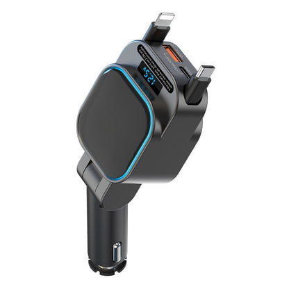 96W car charger with retractable fast charging cable cigarette lighter one to four super fast charging Apple TPYE-C