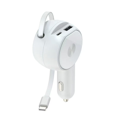Retractable cable car charger super fast charging 60W smart dual fast charging cigarette lighter car charger factory direct sales
